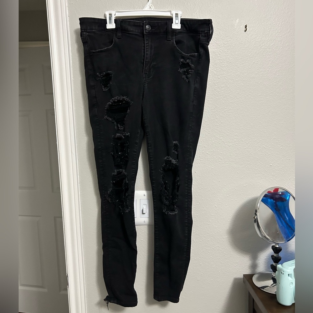 American Eagle Outfitters Next Level Stretch Black Denim Jeans Women’s Size 12